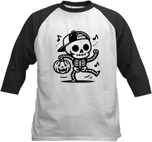 Cafepress هالوين رقص الهيكل العظمي للأطفال البيسبول تي شيرت كيدز القطن القميص البيسبول ، 3/4 قميص الأكمام راجلان in Saudi Arabia