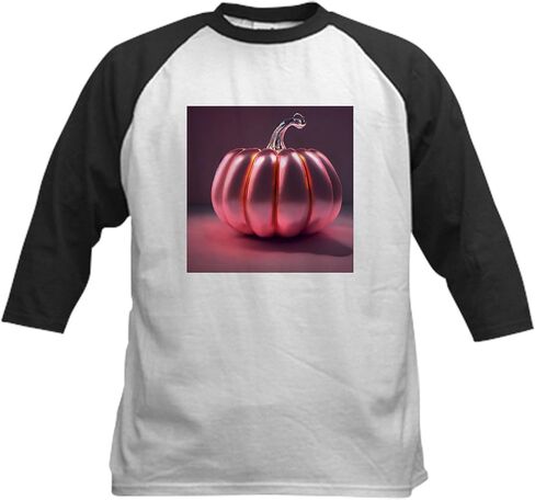 CafePress Shiny Pink Pumpkin Kids Baseball T Shirt Kids Cotton Baseball Jersey, 3/4 Raglan Sleeve Shirt in Saudi Arabia
