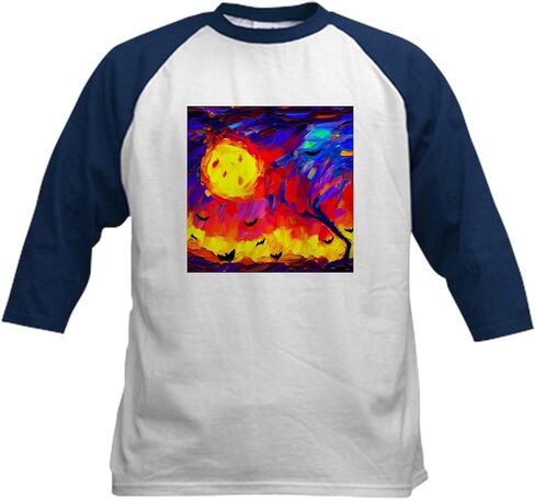 Cafepress الهالوين الحديث ملخص زيت الرسم أطفال البيسبول T Shirt Kids Cotton Baseball Jersey ، 3/4 Raglan Sleeve Shirt in Kuwait