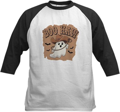 CafePress Boo Haw: Spooky Meets Country Vibes Kids Baseball T Shirt Kids Cotton Baseball Jersey, 3/4 Raglan Sleeve Shirt in Saudi Arabia