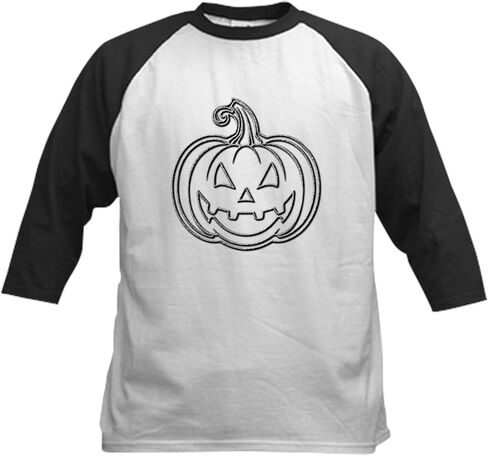 CafePress Glittery Pumpkin Kids Baseball T Shirt Kids Cotton Baseball Jersey, 3/4 Raglan Sleeve Shirt in Saudi Arabia