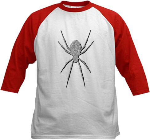 Cafepress Silver Glittery Spider Kids Baseball T Shirt Kids Cotton Baseball Jersey ، 3/4 Raglan Sleeve Shirt in Saudi Arabia