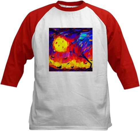 Cafepress الهالوين الحديث ملخص زيت الرسم أطفال البيسبول T Shirt Kids Cotton Baseball Jersey ، 3/4 Raglan Sleeve Shirt in Kuwait