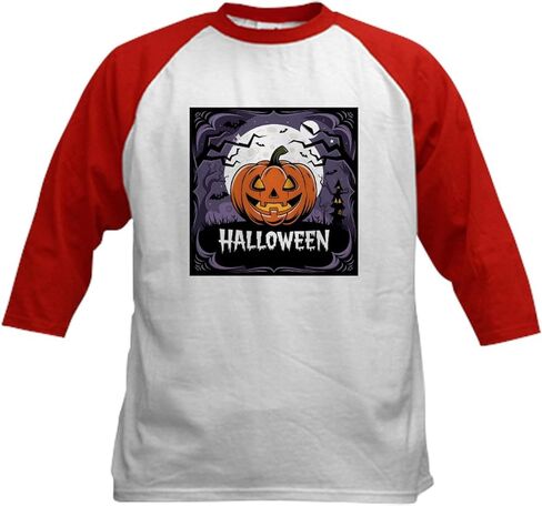 Cafepress Halloween Illustration Kids Baseball T Shirt Kids Cotton Baseball Jersey ، 3/4 Raglan Sleeve Shirt in Saudi Arabia