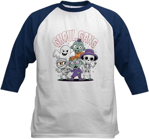 CafePress Ghoul Gang - Spooky & Stylish Halloween Design Kids Baseball T Shirt Kids Cotton Jersey, 3/4 Raglan Sleeve Shirt in Saudi Arabia