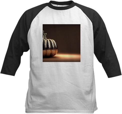 CafePress Glitter Pumpkin Kids Baseball T Shirt Kids Cotton Baseball Jersey, 3/4 Raglan Sleeve Shirt in Saudi Arabia