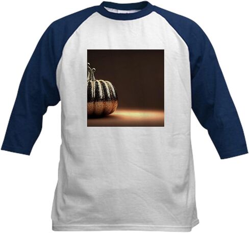 Cafepress Glitter Pumpkin Kids Baseball T Shirt Kids Cotton Baseball Jersey ، 3/4 Raglan Sleeve Shirt in Kuwait