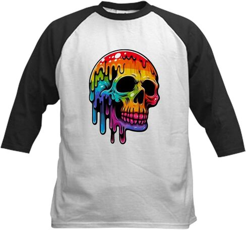 cafepress نابضة بالحياة متعددة الألوان kids baseball تي شيرت كيدس القطن القميص البيسبول ، 3/4 قميص الأكمام راجلان in Saudi Arabia