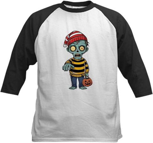 Cafepress مخيف Zombie t Shirt Kids Baseball T Shirt Kids Cotton Baseball Jersey ، 3/4 Raglan Sleeve in Saudi Arabia