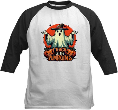 Cafepress أقوم بتدريس Little Pumpkins Kids Baseball T Shirt Kids Cotton Baseball Jersey ، 3/4 Raglan Sleeve Shirt in Saudi Arabia