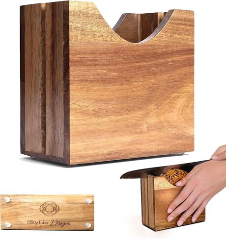 حامل تقطيع الخبز من خشب السنط، قطاعة الخبز الخشبية الفاخرة للخبز الكبير، قطاعة الكعك الإنجليزية والمزيد، حامل الخبز المضاد للانزلاق، قطاعة قطع الخبز مصنوعة يدويًا وسهلة التنظيف in Kuwait