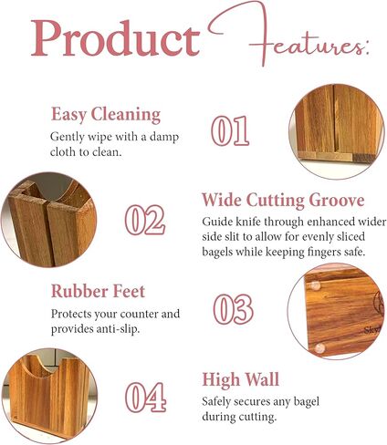 حامل تقطيع الخبز من خشب السنط، قطاعة الخبز الخشبية الفاخرة للخبز الكبير، قطاعة الكعك الإنجليزية والمزيد، حامل الخبز المضاد للانزلاق، قطاعة قطع الخبز مصنوعة يدويًا وسهلة التنظيف in Kuwait