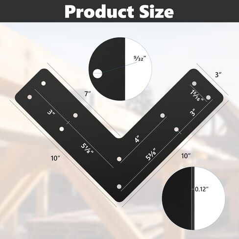 4 Pcs T Post Timber Brackets,Post to Beam Connector for 6x6 Brackets，Durable Steel Material Brackets, Versatile Connectivity（Black） 12*8 Inch in Kuwait
