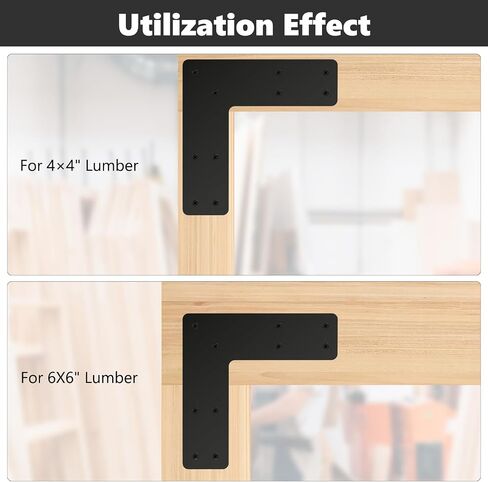 4 Pcs T Post Timber Brackets,Post to Beam Connector for 6x6 Brackets，Durable Steel Material Brackets, Versatile Connectivity（Black） 12*8 Inch in Kuwait