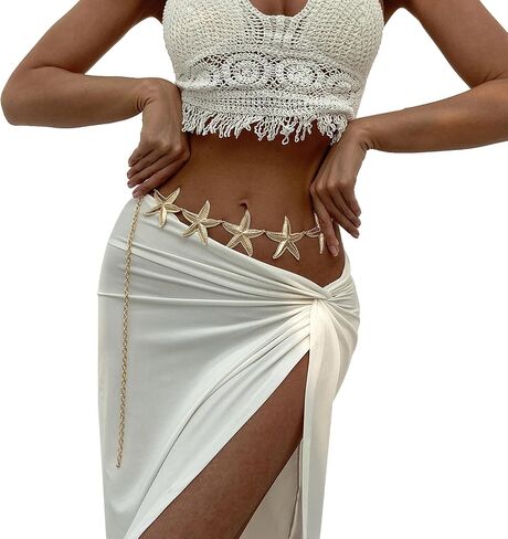 سلاسل الصيف النجمية النجمية حزام الشاطئ 43in المعدنية الطويلة النجوم بطن حزام بيكيني سلسلة المجوهرات للنساء in Saudi Arabia
