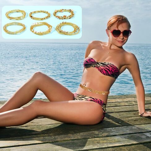 حبات الخصر الأفريقية للنساء ، 6pcs سلاسل البطن القابلة للتعديل يدويًا ، ومجوهرات الجسم الملونة بالخرز ، وملحقات بيكيني الشاطئ الصيفية ، وسلسلة الجسم الثقافية الجاهزة للهدية الثقافية in Saudi Arabia