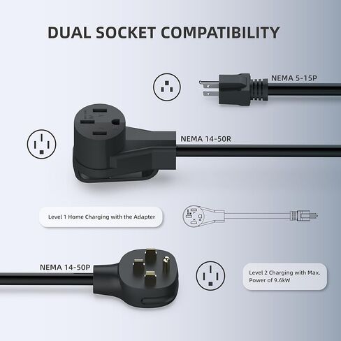Level 2 240V/40A Fast EV Charger, ETL/FCC/Energy Star Certified, 24ft Cable, Wall Mount and Portable, 14-50R to 5-15P Adapter, LCD Screen, Indoor/Outdoor Charging Station, Dark Gray in Saudi Arabia