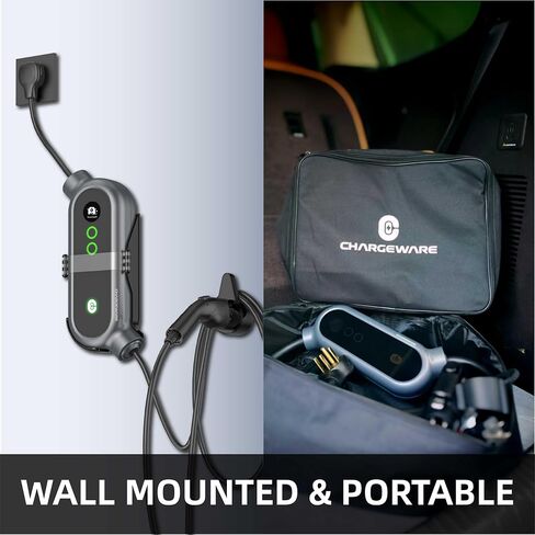 Level 2 240V/40A Fast EV Charger, ETL/FCC/Energy Star Certified, 24ft Cable, Wall Mount and Portable, 14-50R to 5-15P Adapter, LCD Screen, Indoor/Outdoor Charging Station, Dark Gray in Saudi Arabia