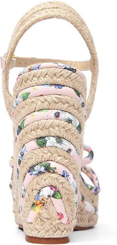 getmorebeauty Women's Espadrille Wedge Sandals Flower Pattern Ankle Strap Open Toe Platform High Heel Sandals Dress Shoes in Kuwait