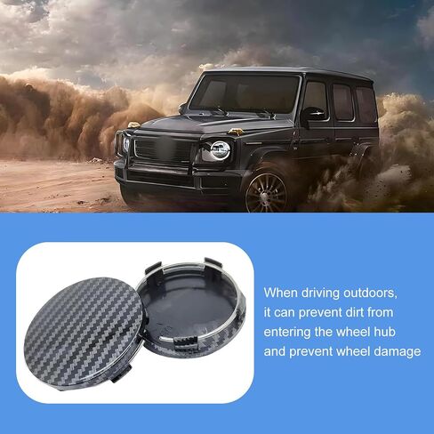 4 PCS Center Center Caps ، ألياف الكربون زخرفية محاكاة وغطاء للحماية من الغبار ، تصميم حلقة الصلب ملحقات محور عجلة التثبيت ، لمعظم سيارات سيارات الدفع الرباعي (أسود) in Saudi Arabia