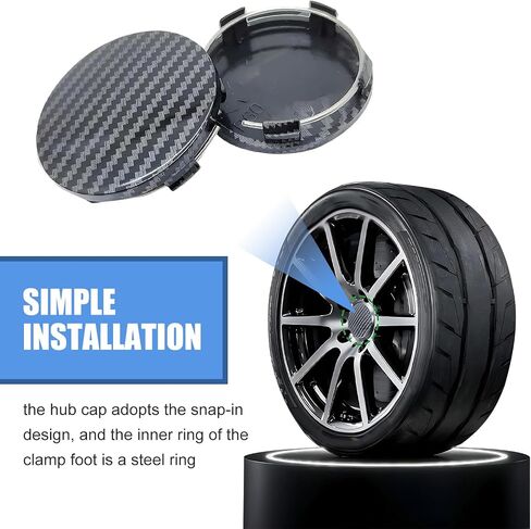 4 PCS Center Center Caps ، ألياف الكربون زخرفية محاكاة وغطاء للحماية من الغبار ، تصميم حلقة الصلب ملحقات محور عجلة التثبيت ، لمعظم سيارات سيارات الدفع الرباعي (أسود) in Saudi Arabia