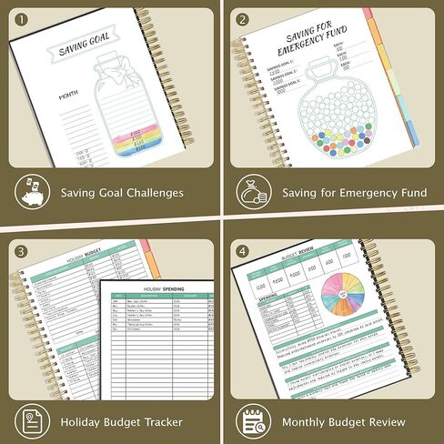 Ospelelf Budget Planner 2024-2025 Bill Organizer with Stickers, 8.5 x 11'' Budget Book with 12 Pockets for Savings, Debt, Expense Tracking (Brown) in Kuwait