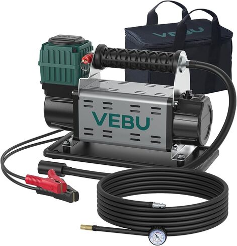 Portable Air Compressor 12V Tire Inflator, Dual Cylinder 125PSI with In-line Pressure Gauge, 10.6CFM Fast Inflation for Off-road Vehicles, Trucks, SUVs, RVs, ATVs, DC Power, Corded Electric in Saudi Arabia