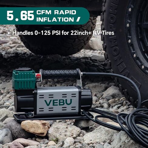 Portable Air Compressor 12V Tire Inflator, Dual Cylinder 125PSI with In-line Pressure Gauge, 10.6CFM Fast Inflation for Off-road Vehicles, Trucks, SUVs, RVs, ATVs, DC Power, Corded Electric in Saudi Arabia