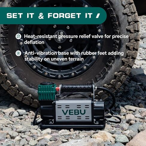 Portable Air Compressor 12V Tire Inflator, Dual Cylinder 125PSI with In-line Pressure Gauge, 10.6CFM Fast Inflation for Off-road Vehicles, Trucks, SUVs, RVs, ATVs, DC Power, Corded Electric in Saudi Arabia