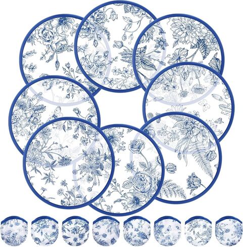 chunful 24 pcs الزفاف الأزرق الأزرق القابل للطي Flying Disc مراوح الحفلات الزفاف بالضيوف للضيوف مستديرة مراوح تبريد مضغوطة باليد لصالح الحفلات الصيفية للعرائس ، 8 Style in Saudi Arabia