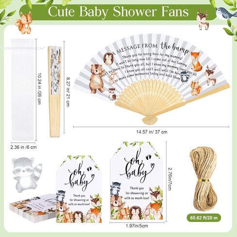 25 Set Baby Shower Party Favors for Guests Folding Paper Fans a Message from The Bump Bamboo Handheld Fans with Thank You Tags Organza Bags Gender Reveal Party Supplies (Butterfly) in Kuwait
