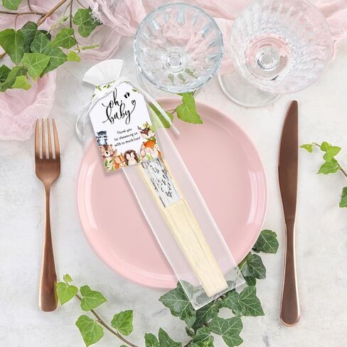 25 Set Baby Shower Party Favors for Guests Folding Paper Fans a Message from The Bump Bamboo Handheld Fans with Thank You Tags Organza Bags Gender Reveal Party Supplies (Butterfly) in Kuwait