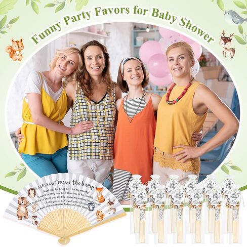 25 Set Baby Shower Party Favors for Guests Folding Paper Fans a Message from The Bump Bamboo Handheld Fans with Thank You Tags Organza Bags Gender Reveal Party Supplies (Butterfly) in Kuwait