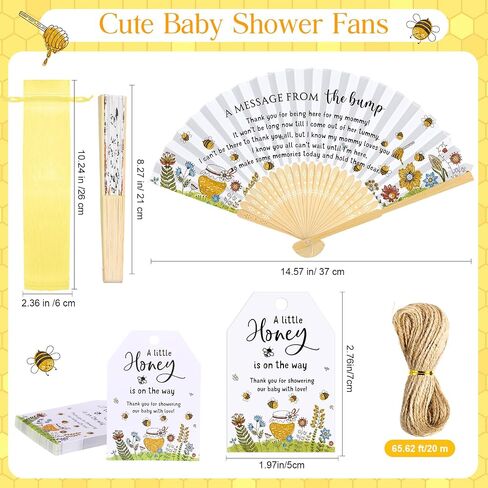 25 Set Baby Shower Party Favors for Guests Folding Paper Fans a Message from The Bump Bamboo Handheld Fans with Thank You Tags Organza Bags Gender Reveal Party Supplies (Butterfly) in Saudi Arabia