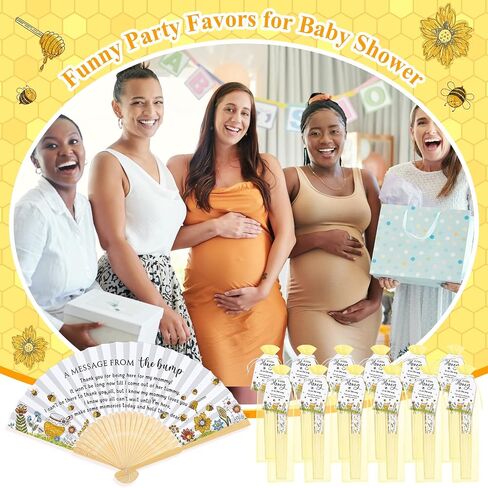 25 Set Baby Shower Party Favors for Guests Folding Paper Fans a Message from The Bump Bamboo Handheld Fans with Thank You Tags Organza Bags Gender Reveal Party Supplies (Butterfly) in Saudi Arabia