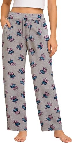 Disney Women's Fleece Jogger Pants - Lilo & Stitch Casual Lightweight Wide Leg Sweatpants for Women (Sizes: S-XL) in Saudi Arabia