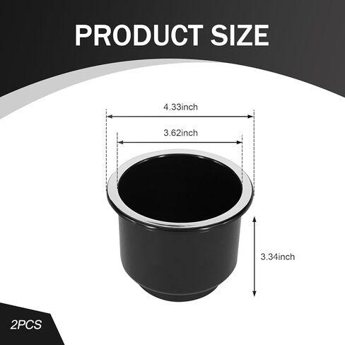 2 PCS Car Cup Holder Insert ، حامل مشروب كوب مقاوم للماء ، حامل كوب الأريكة الكبير سعة السعة ، انخفاض عالمي في كوب ، مناسبة لـ 3.74 "إلى 4.1" قاعدة كوب (أسود) in Saudi Arabia