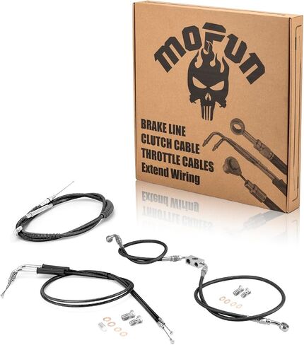 Mofun ABS Line Hydraulic Hydraulic Brake Line و Throttle و Kid Cable Kit & Clutch Cable متوافق مع Harley Dyna Street Bob Switchback Wide Glide 2012-2017 ، Fit 12 "-14" Handbar ، Black in Saudi Arabia