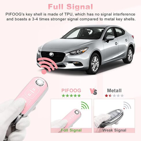 PIFOOG Key Fob Cover for Mazda 3 6 CX5 MX-5 Miata CX9 CX3 Accessories Pink 4 Button Car Keys Case Shell Protector Bling Keychain Ring Full Protection Girly Women Cute TPU in Saudi Arabia