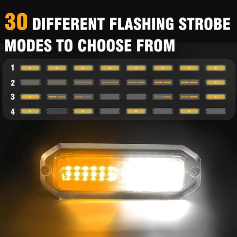 8PCS LED Strobe Lights 12V Sync Feature Amber White 12LED Emergency Hazard Warning Lights with Strobe Controller for Trucks Vehicles ATV RV Cars Van in Kuwait