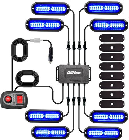 8PCS LED Strobe Lights 12V Sync Feature Amber White 12LED Emergency Hazard Warning Lights with Strobe Controller for Trucks Vehicles ATV RV Cars Van in Kuwait