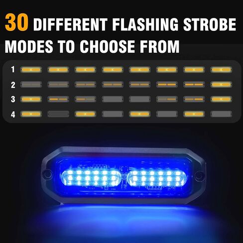 8PCS LED Strobe Lights 12V Sync Feature Amber White 12LED Emergency Hazard Warning Lights with Strobe Controller for Trucks Vehicles ATV RV Cars Van in Kuwait