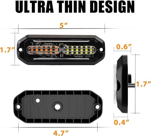 8PCS LED Strobe Lights 12V Sync Feature Amber White 12LED Emergency Hazard Warning Lights with Strobe Controller for Trucks Vehicles ATV RV Cars Van in Kuwait