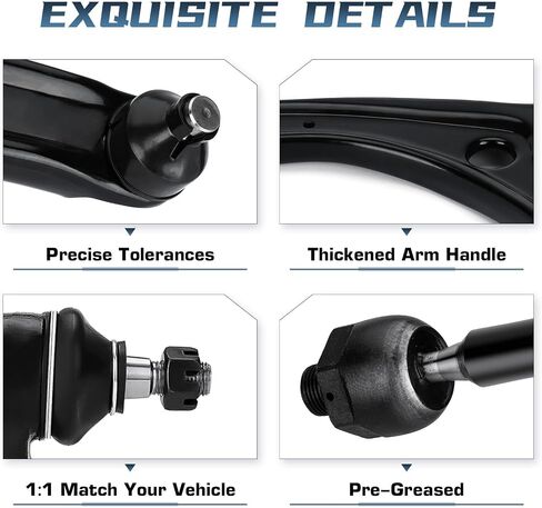 Front Lower Control Arm with Ball Joint Assembly + Sway Stabilizer Bar End Link + Outer Inner Tie Rod End Suspension Kit for 2005-2009 Ford Escape Mercury Mariner Mazda Tribute in Saudi Arabia