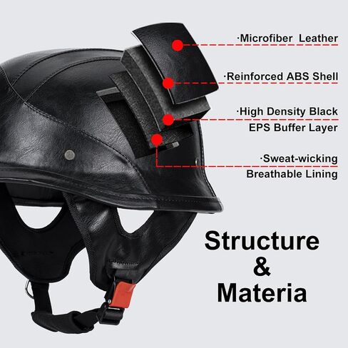German Style M35 Handmade Leather Retro Motorcycle Helmet 1/2 Vintage Half Face Helmet for Adults Men & Women DOT Approved,Open Face Helmets for Cruiser Scooter Chopper in Saudi Arabia
