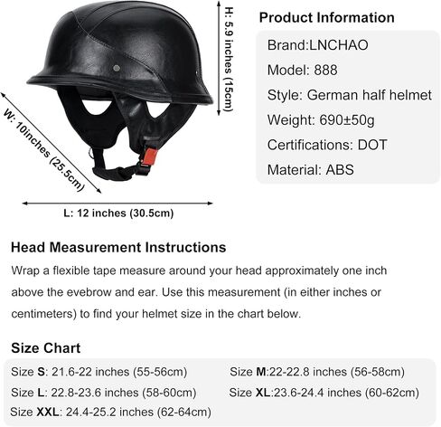 German Style M35 Handmade Leather Retro Motorcycle Helmet 1/2 Vintage Half Face Helmet for Adults Men & Women DOT Approved,Open Face Helmets for Cruiser Scooter Chopper in Saudi Arabia