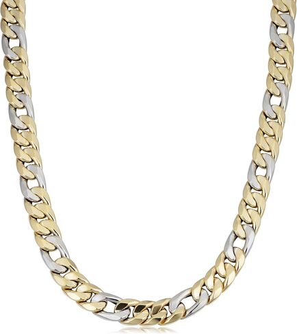 Kooljewelry Mens 14K قلادة رابط الذهب اثنين من الذهب (11 مم ، 22 بوصة) in Saudi Arabia