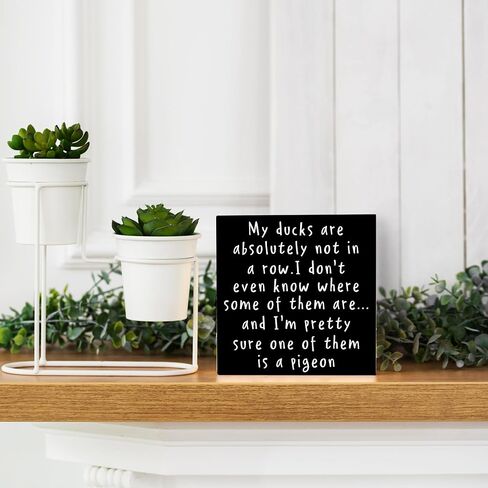Funny Office Wood Box Sign, My Ducks Are Absolutely Not In A Row Sign, Funny Office Decor, Funny Desk Accessories For Work, 5x5 Inches in Kuwait