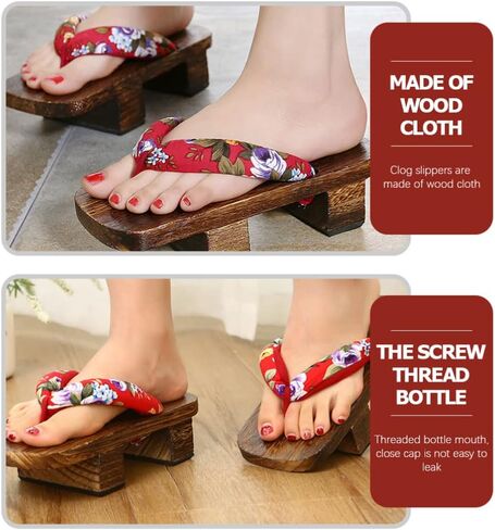 Artibetter Womens Slippers اليابانية السدادات الخشبية الزهور Geta Sandals Geisha cosplay حذاء حذاء كيمونو أزياء للنساء للبنات حجم 38 قبضات المنازل in Saudi Arabia