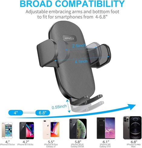 APPS2Car Car Phone Holders for Your car, Dashboard/Windshield Cell Phone Holder, Compatible with iPhone, Samsung, and All Smartphones in Kuwait